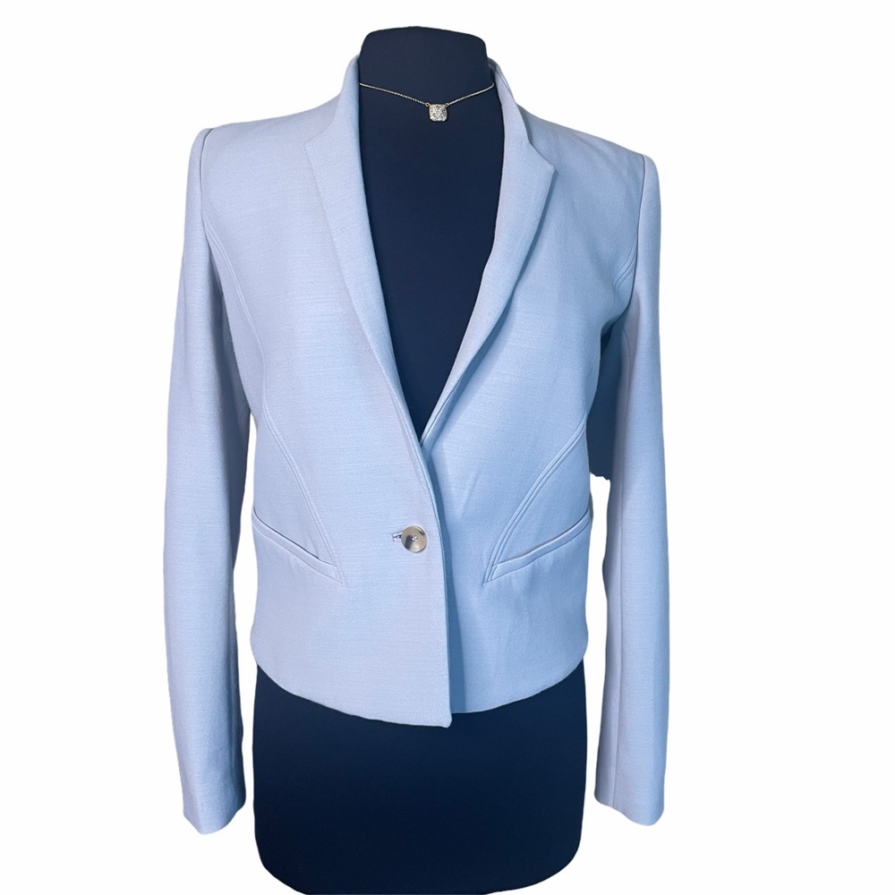 Helmut Lang Gray One Button Faux Front Pocket Blazer